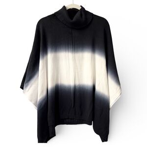 Two by Vince Camuto Cotton Ombré Dip Dyed Turtleneck Poncho M/L Coastal Chic